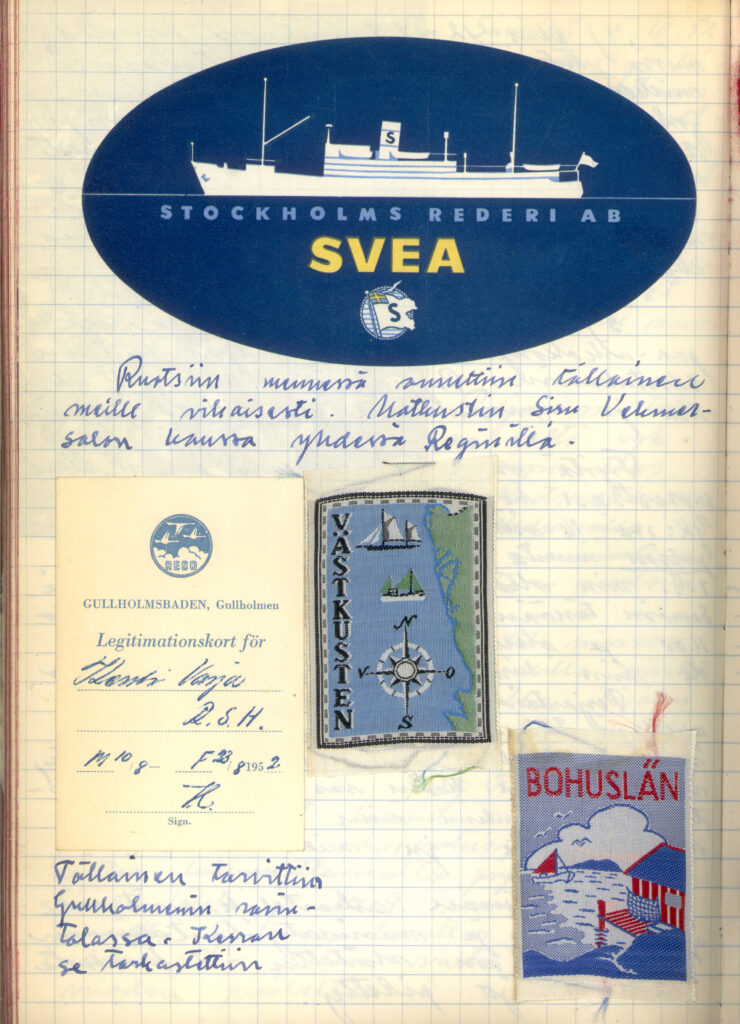 Sivu Kerttu Varjon päiväkirjasta vuodelta 1952.